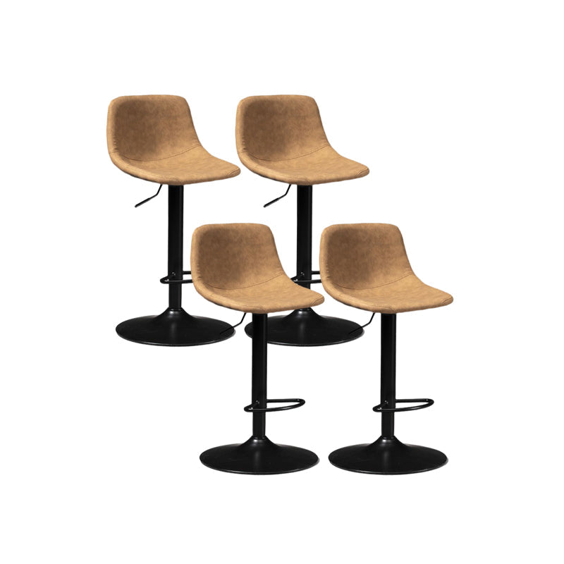 Contemporary Liftable Bar-stool Low Back Bar Stool with Metal Legs Brown 4 Piece Set Clearhalo 'Bar Furniture' 'Bar Stools' 'bar_stools' 'furn' 'furn_bar_stools' 'Furniture' 'furniture_bar_stools' 'Kitchen & Dining Furniture' 4830368