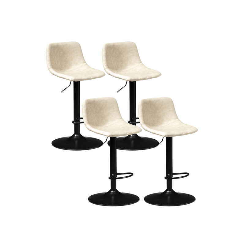 Contemporary Liftable Bar-stool Low Back Bar Stool with Metal Legs Off-White 4 Piece Set Clearhalo 'Bar Furniture' 'Bar Stools' 'bar_stools' 'furn' 'furn_bar_stools' 'Furniture' 'furniture_bar_stools' 'Kitchen & Dining Furniture' 4830372