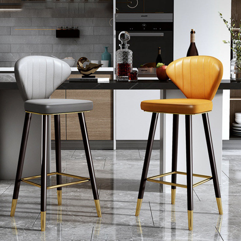 Nordic Glam Style Bar-stool PU Leather Counter Bar Stool with Metal Legs Clearhalo 'Bar Furniture' 'Bar Stools' 'bar_stools' 'furn' 'furn_bar_stools' 'Furniture' 'furniture_bar_stools' 'Kitchen & Dining Furniture' 4830374