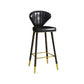 Nordic Glam Style Bar-stool PU Leather Counter Bar Stool with Metal Legs Black 1 Piece Clearhalo 'Bar Furniture' 'Bar Stools' 'bar_stools' 'furn' 'furn_bar_stools' 'Furniture' 'furniture_bar_stools' 'Kitchen & Dining Furniture' 4830375