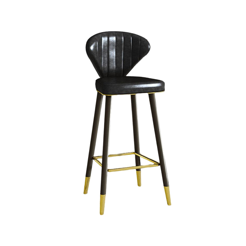 Nordic Glam Style Bar-stool PU Leather Counter Bar Stool with Metal Legs Black 1 Piece Clearhalo 'Bar Furniture' 'Bar Stools' 'bar_stools' 'furn' 'furn_bar_stools' 'Furniture' 'furniture_bar_stools' 'Kitchen & Dining Furniture' 4830375