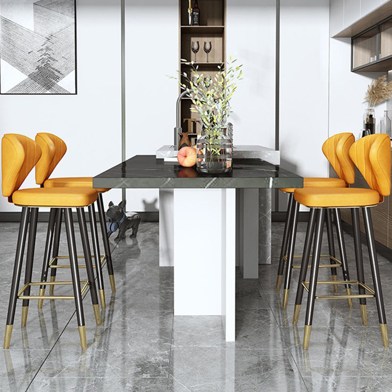 Nordic Glam Style Bar-stool PU Leather Counter Bar Stool with Metal Legs Clearhalo 'Bar Furniture' 'Bar Stools' 'bar_stools' 'furn' 'furn_bar_stools' 'Furniture' 'furniture_bar_stools' 'Kitchen & Dining Furniture' 4830376