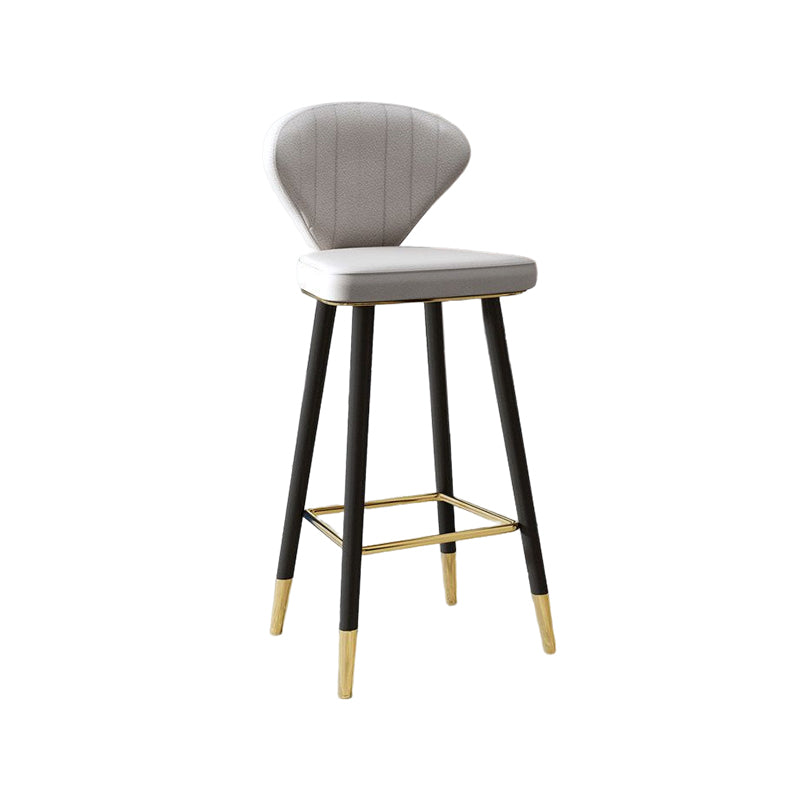 Nordic Glam Style Bar-stool PU Leather Counter Bar Stool with Metal Legs Grey 1 Piece Clearhalo 'Bar Furniture' 'Bar Stools' 'bar_stools' 'furn' 'furn_bar_stools' 'Furniture' 'furniture_bar_stools' 'Kitchen & Dining Furniture' 4830377