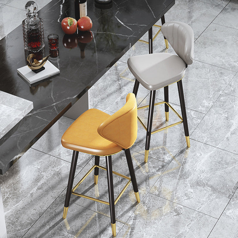 Nordic Glam Style Bar-stool PU Leather Counter Bar Stool with Metal Legs Clearhalo 'Bar Furniture' 'Bar Stools' 'bar_stools' 'furn' 'furn_bar_stools' 'Furniture' 'furniture_bar_stools' 'Kitchen & Dining Furniture' 4830378