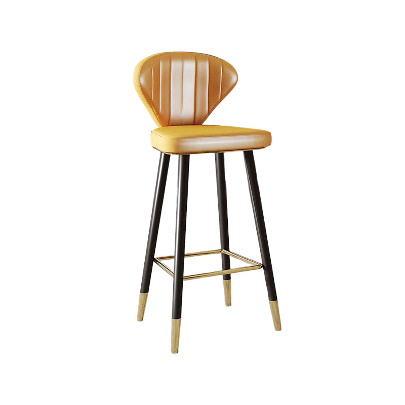 Nordic Glam Style Bar-stool PU Leather Counter Bar Stool with Metal Legs Yellow 1 Piece Clearhalo 'Bar Furniture' 'Bar Stools' 'bar_stools' 'furn' 'furn_bar_stools' 'Furniture' 'furniture_bar_stools' 'Kitchen & Dining Furniture' 4830379