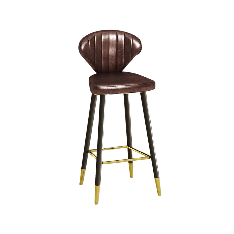 Nordic Glam Style Bar-stool PU Leather Counter Bar Stool with Metal Legs Brown 1 Piece Clearhalo 'Bar Furniture' 'Bar Stools' 'bar_stools' 'furn' 'furn_bar_stools' 'Furniture' 'furniture_bar_stools' 'Kitchen & Dining Furniture' 4830381