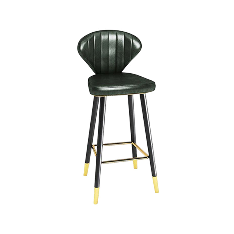 Nordic Glam Style Bar-stool PU Leather Counter Bar Stool with Metal Legs Blackish Green 1 Piece Clearhalo 'Bar Furniture' 'Bar Stools' 'bar_stools' 'furn' 'furn_bar_stools' 'Furniture' 'furniture_bar_stools' 'Kitchen & Dining Furniture' 4830382