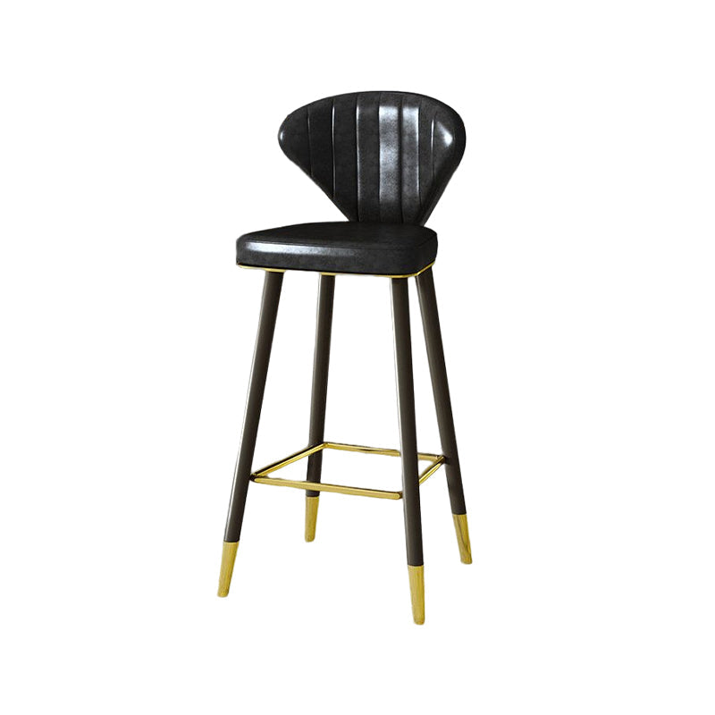 Nordic Glam Style Bar-stool PU Leather Counter Bar Stool with Metal Legs Clearhalo 'Bar Furniture' 'Bar Stools' 'bar_stools' 'furn' 'furn_bar_stools' 'Furniture' 'furniture_bar_stools' 'Kitchen & Dining Furniture' 4830383