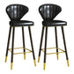Nordic Glam Style Bar-stool PU Leather Counter Bar Stool with Metal Legs Black 2 Piece Set Clearhalo 'Bar Furniture' 'Bar Stools' 'bar_stools' 'furn' 'furn_bar_stools' 'Furniture' 'furniture_bar_stools' 'Kitchen & Dining Furniture' 4830384