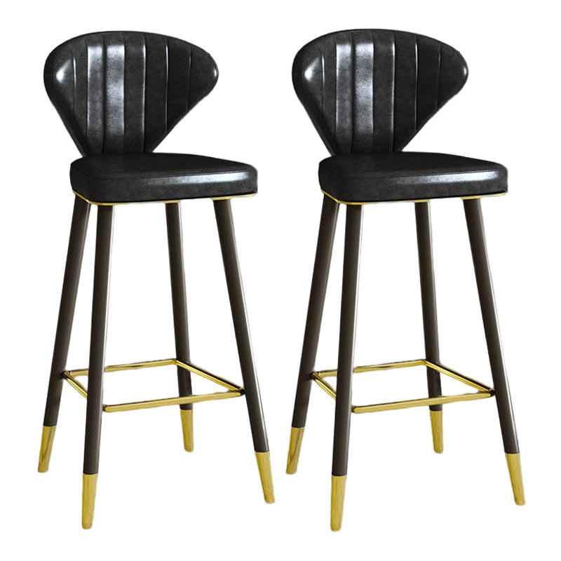 Nordic Glam Style Bar-stool PU Leather Counter Bar Stool with Metal Legs Black 2 Piece Set Clearhalo 'Bar Furniture' 'Bar Stools' 'bar_stools' 'furn' 'furn_bar_stools' 'Furniture' 'furniture_bar_stools' 'Kitchen & Dining Furniture' 4830384