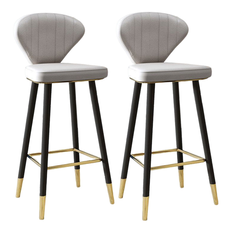 Nordic Glam Style Bar-stool PU Leather Counter Bar Stool with Metal Legs Grey 2 Piece Set Clearhalo 'Bar Furniture' 'Bar Stools' 'bar_stools' 'furn' 'furn_bar_stools' 'Furniture' 'furniture_bar_stools' 'Kitchen & Dining Furniture' 4830386