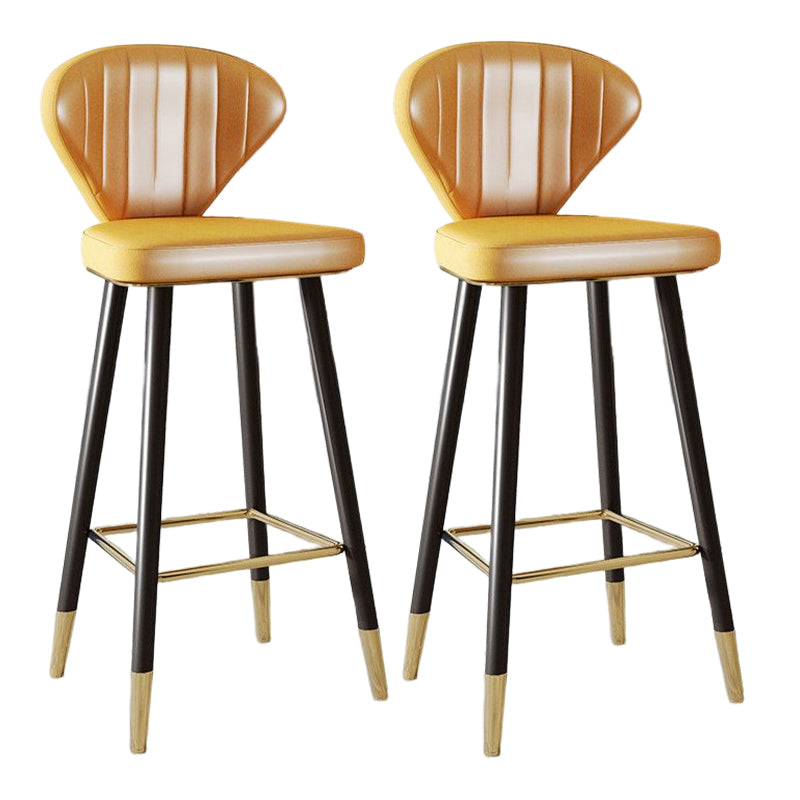 Nordic Glam Style Bar-stool PU Leather Counter Bar Stool with Metal Legs Yellow 2 Piece Set Clearhalo 'Bar Furniture' 'Bar Stools' 'bar_stools' 'furn' 'furn_bar_stools' 'Furniture' 'furniture_bar_stools' 'Kitchen & Dining Furniture' 4830389