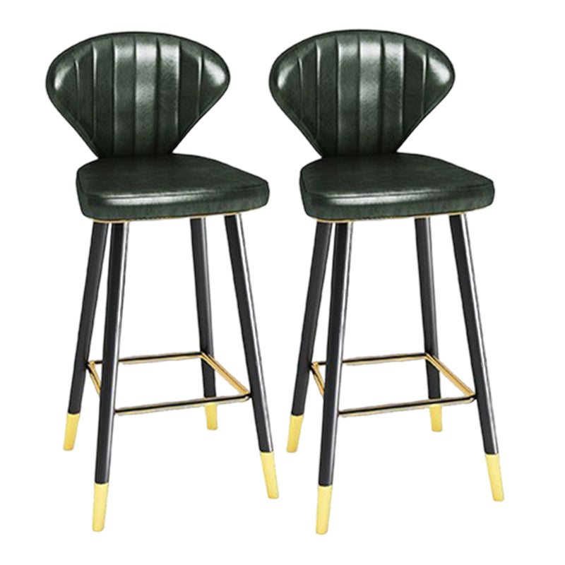 Nordic Glam Style Bar-stool PU Leather Counter Bar Stool with Metal Legs Blackish Green 2 Piece Set Clearhalo 'Bar Furniture' 'Bar Stools' 'bar_stools' 'furn' 'furn_bar_stools' 'Furniture' 'furniture_bar_stools' 'Kitchen & Dining Furniture' 4830393