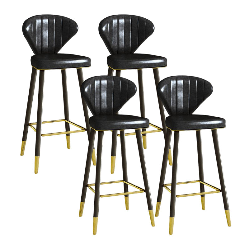 Nordic Glam Style Bar-stool PU Leather Counter Bar Stool with Metal Legs Black 4 Piece Set Clearhalo 'Bar Furniture' 'Bar Stools' 'bar_stools' 'furn' 'furn_bar_stools' 'Furniture' 'furniture_bar_stools' 'Kitchen & Dining Furniture' 4830395