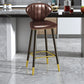 Nordic Glam Style Bar-stool PU Leather Counter Bar Stool with Metal Legs Clearhalo 'Bar Furniture' 'Bar Stools' 'bar_stools' 'furn' 'furn_bar_stools' 'Furniture' 'furniture_bar_stools' 'Kitchen & Dining Furniture' 4830396