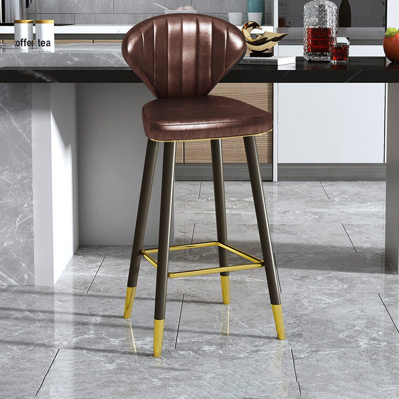 Nordic Glam Style Bar-stool PU Leather Counter Bar Stool with Metal Legs Clearhalo 'Bar Furniture' 'Bar Stools' 'bar_stools' 'furn' 'furn_bar_stools' 'Furniture' 'furniture_bar_stools' 'Kitchen & Dining Furniture' 4830396