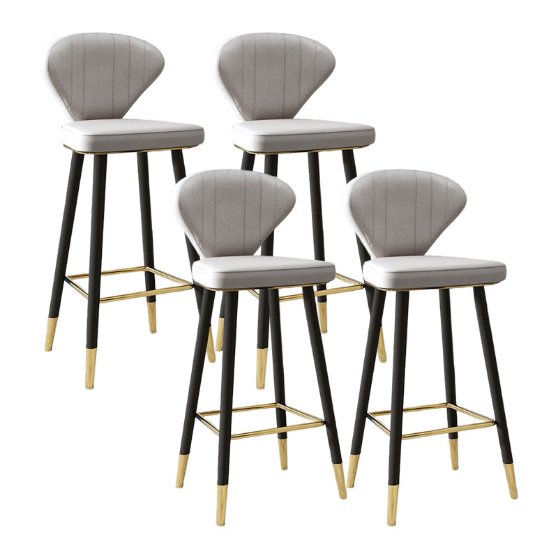 Nordic Glam Style Bar-stool PU Leather Counter Bar Stool with Metal Legs Grey 4 Piece Set Clearhalo 'Bar Furniture' 'Bar Stools' 'bar_stools' 'furn' 'furn_bar_stools' 'Furniture' 'furniture_bar_stools' 'Kitchen & Dining Furniture' 4830397
