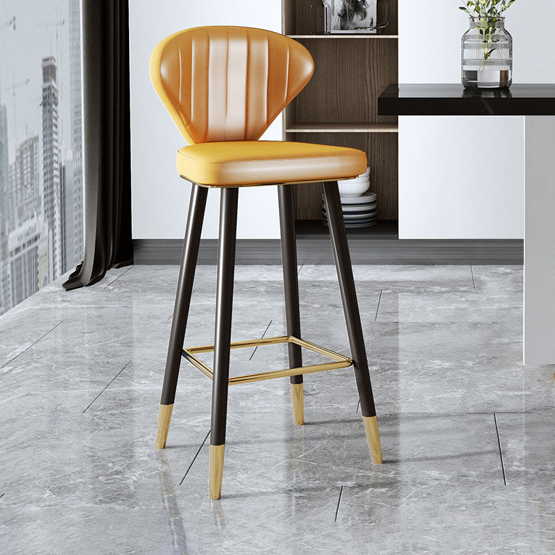 Nordic Glam Style Bar-stool PU Leather Counter Bar Stool with Metal Legs Clearhalo 'Bar Furniture' 'Bar Stools' 'bar_stools' 'furn' 'furn_bar_stools' 'Furniture' 'furniture_bar_stools' 'Kitchen & Dining Furniture' 4830398