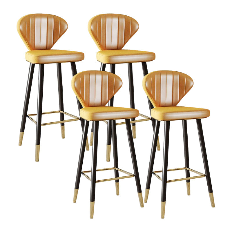Nordic Glam Style Bar-stool PU Leather Counter Bar Stool with Metal Legs Yellow 4 Piece Set Clearhalo 'Bar Furniture' 'Bar Stools' 'bar_stools' 'furn' 'furn_bar_stools' 'Furniture' 'furniture_bar_stools' 'Kitchen & Dining Furniture' 4830399