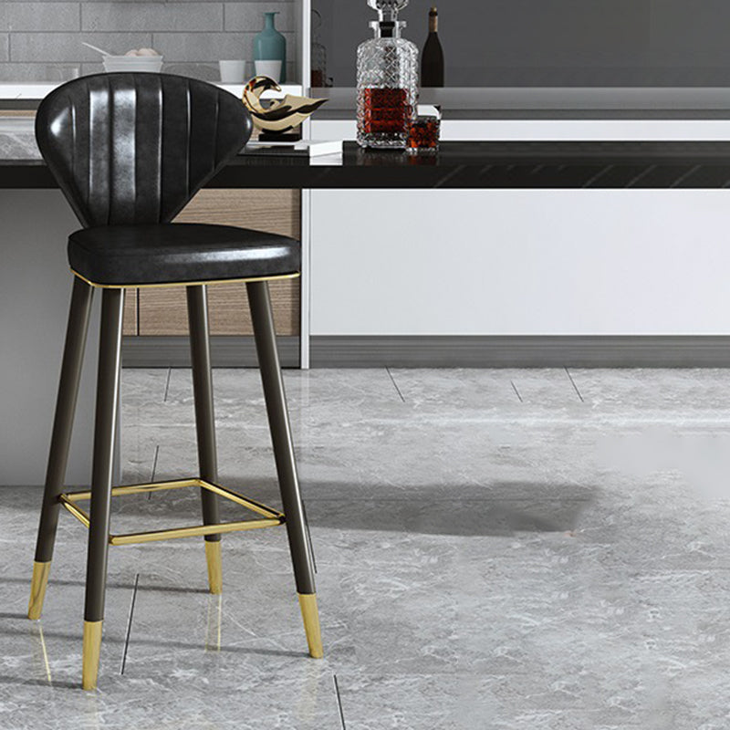Nordic Glam Style Bar-stool PU Leather Counter Bar Stool with Metal Legs Clearhalo 'Bar Furniture' 'Bar Stools' 'bar_stools' 'furn' 'furn_bar_stools' 'Furniture' 'furniture_bar_stools' 'Kitchen & Dining Furniture' 4830400