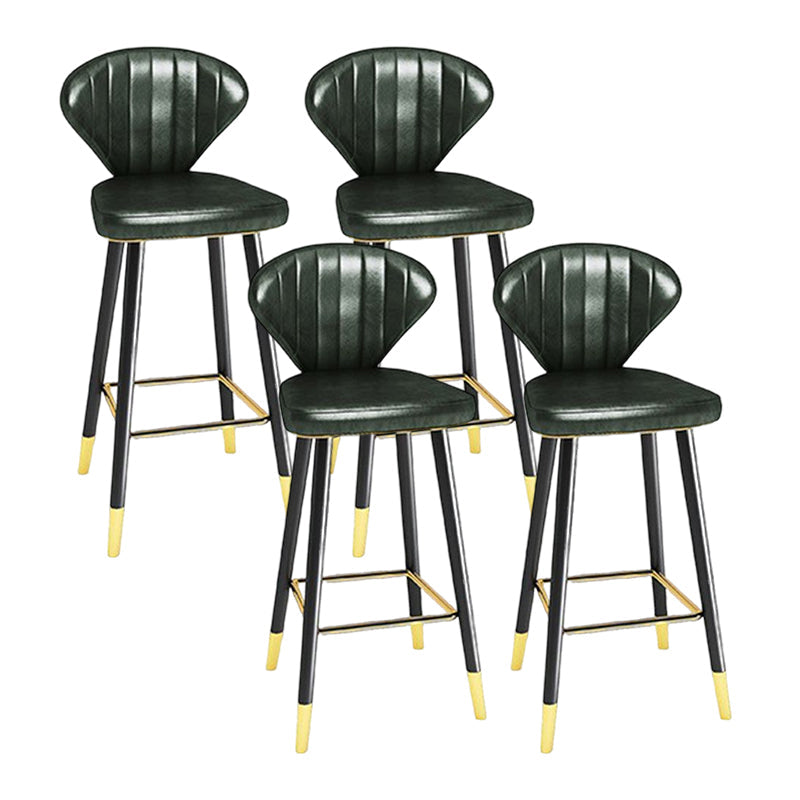 Nordic Glam Style Bar-stool PU Leather Counter Bar Stool with Metal Legs Blackish Green 4 Piece Set Clearhalo 'Bar Furniture' 'Bar Stools' 'bar_stools' 'furn' 'furn_bar_stools' 'Furniture' 'furniture_bar_stools' 'Kitchen & Dining Furniture' 4830402