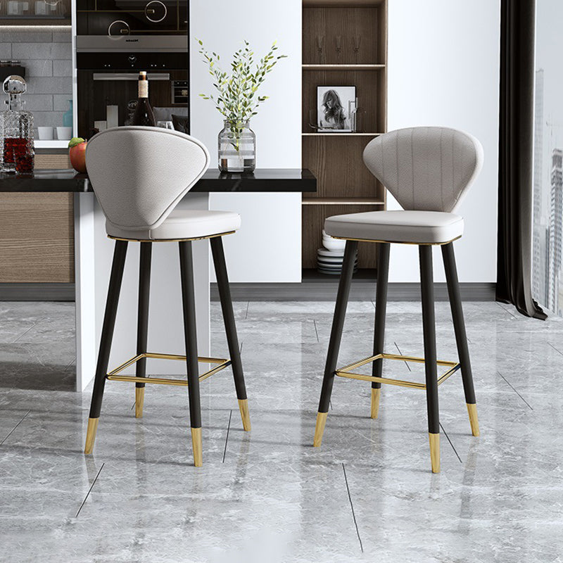 Nordic Glam Style Bar-stool PU Leather Counter Bar Stool with Metal Legs Clearhalo 'Bar Furniture' 'Bar Stools' 'bar_stools' 'furn' 'furn_bar_stools' 'Furniture' 'furniture_bar_stools' 'Kitchen & Dining Furniture' 4830403