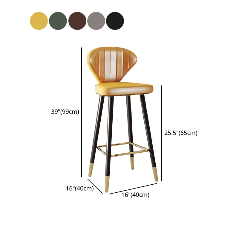 Nordic Glam Style Bar-stool PU Leather Counter Bar Stool with Metal Legs Clearhalo 'Bar Furniture' 'Bar Stools' 'bar_stools' 'furn' 'furn_bar_stools' 'Furniture' 'furniture_bar_stools' 'Kitchen & Dining Furniture' 4830405