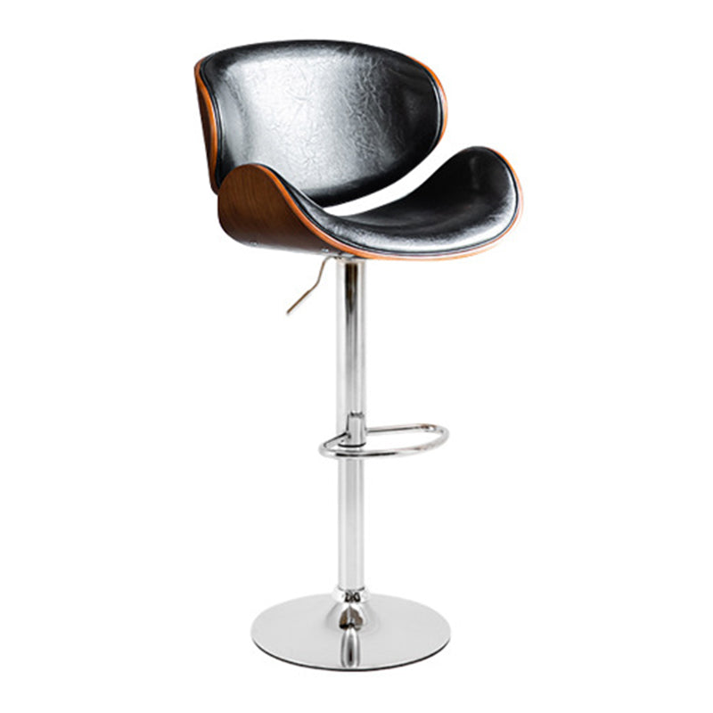 Modern Liftable Bar-stool PU Leather Counter Bar Stool with Metal Legs Black-Brown 1 Piece Clearhalo 'Bar Furniture' 'Bar Stools' 'bar_stools' 'Furniture' 'furniture_bar_stools' 'Kitchen & Dining Furniture' 4830407