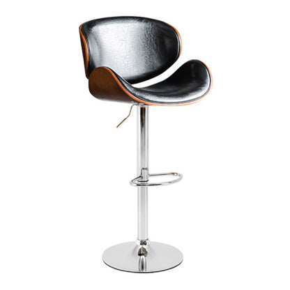 Modern Liftable Bar-stool PU Leather Counter Bar Stool with Metal Legs Black-Brown 1 Piece Clearhalo 'Bar Furniture' 'Bar Stools' 'bar_stools' 'Furniture' 'furniture_bar_stools' 'Kitchen & Dining Furniture' 4830407