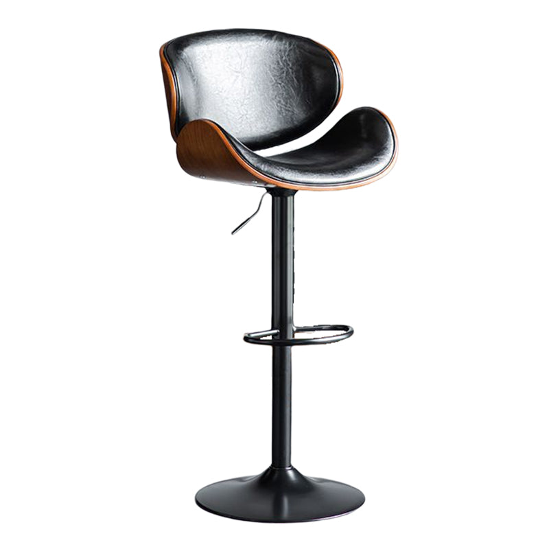 Modern Liftable Bar-stool PU Leather Counter Bar Stool with Metal Legs Brown-Black 1 Piece Clearhalo 'Bar Furniture' 'Bar Stools' 'bar_stools' 'Furniture' 'furniture_bar_stools' 'Kitchen & Dining Furniture' 4830410