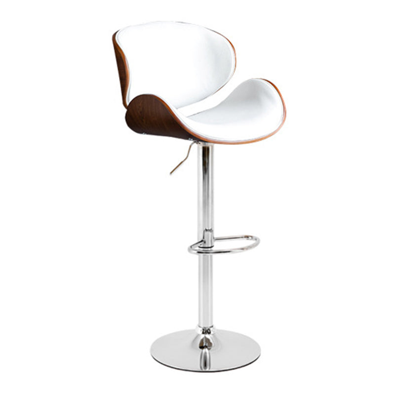 Modern Liftable Bar-stool PU Leather Counter Bar Stool with Metal Legs White-Brown 1 Piece Clearhalo 'Bar Furniture' 'Bar Stools' 'bar_stools' 'Furniture' 'furniture_bar_stools' 'Kitchen & Dining Furniture' 4830413