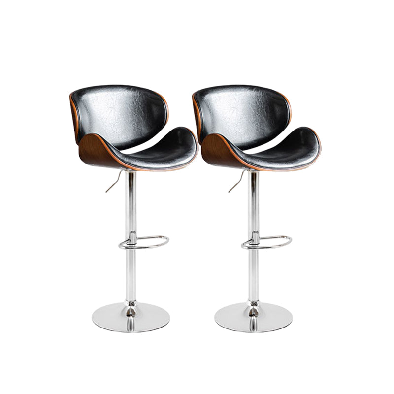 Modern Liftable Bar-stool PU Leather Counter Bar Stool with Metal Legs Black-Brown Set of 2 Clearhalo 'Bar Furniture' 'Bar Stools' 'bar_stools' 'Furniture' 'furniture_bar_stools' 'Kitchen & Dining Furniture' 4830414