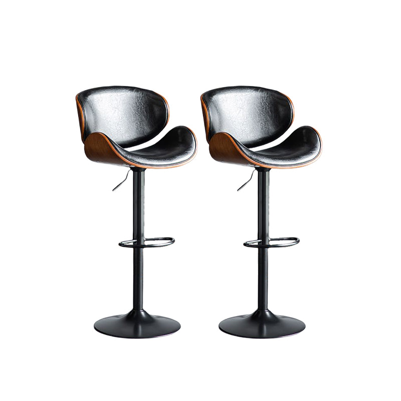 Modern Liftable Bar-stool PU Leather Counter Bar Stool with Metal Legs Brown-Black Set of 2 Clearhalo 'Bar Furniture' 'Bar Stools' 'bar_stools' 'Furniture' 'furniture_bar_stools' 'Kitchen & Dining Furniture' 4830418