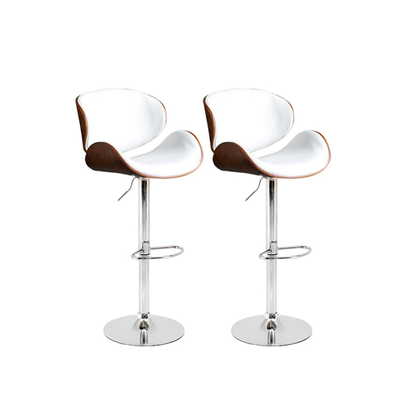 Modern Liftable Bar-stool PU Leather Counter Bar Stool with Metal Legs White-Brown Set of 2 Clearhalo 'Bar Furniture' 'Bar Stools' 'bar_stools' 'Furniture' 'furniture_bar_stools' 'Kitchen & Dining Furniture' 4830421