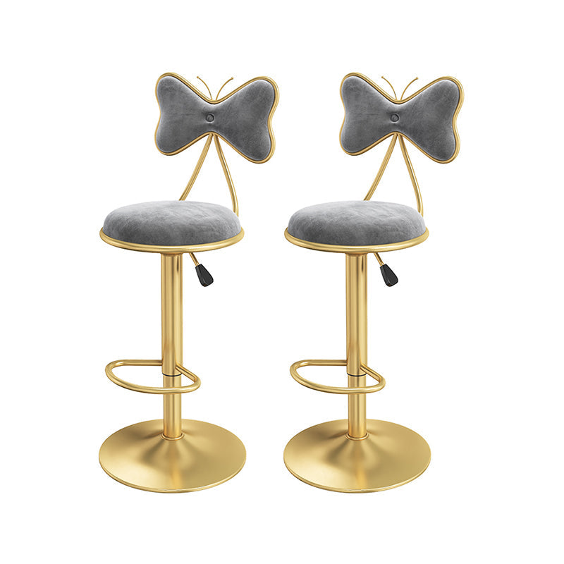 Scandinavian Design Upholstered Bar Stools with Fabric Round Stools with Footrest Grey 2 Piece Set Bar Stool(31"H) Clearhalo 'Bar Furniture' 'Bar Stools' 'bar_stools' 'furn' 'furn_bar_stools' 'Furniture' 'furniture_bar_stools' 'Kitchen & Dining Furniture' 4830431