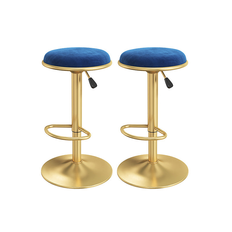 Scandinavian Design Upholstered Bar Stools with Fabric Round Stools with Footrest Sky Blue 2 Piece Set Bar Stool(31"H) Clearhalo 'Bar Furniture' 'Bar Stools' 'bar_stools' 'furn' 'furn_bar_stools' 'Furniture' 'furniture_bar_stools' 'Kitchen & Dining Furniture' 4830439