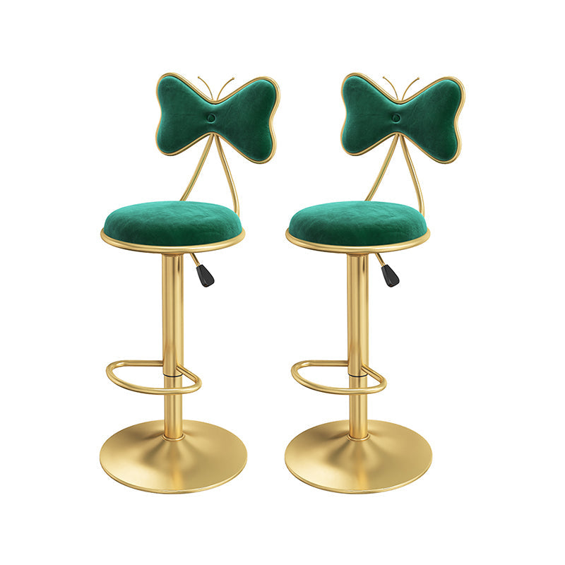Scandinavian Design Upholstered Bar Stools with Fabric Round Stools with Footrest Green 2 Piece Set Bar Stool(31"H) Clearhalo 'Bar Furniture' 'Bar Stools' 'bar_stools' 'furn' 'furn_bar_stools' 'Furniture' 'furniture_bar_stools' 'Kitchen & Dining Furniture' 4830440