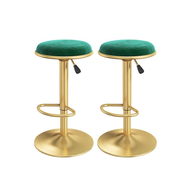 Scandinavian Design Upholstered Bar Stools with Fabric Round Stools with Footrest Army Green 2 Piece Set Bar Stool(31"H) Clearhalo 'Bar Furniture' 'Bar Stools' 'bar_stools' 'furn' 'furn_bar_stools' 'Furniture' 'furniture_bar_stools' 'Kitchen & Dining Furniture' 4830442