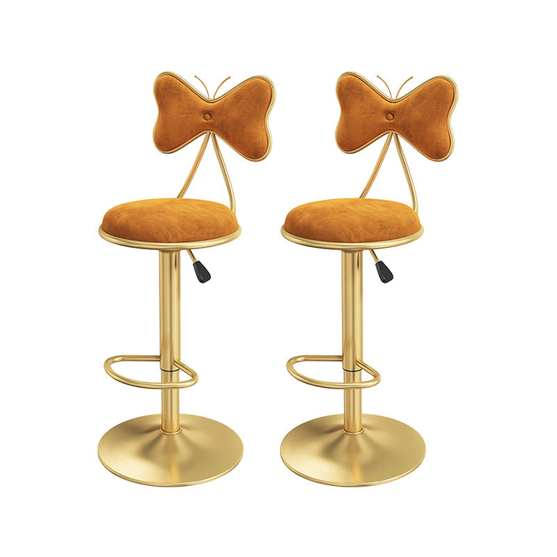 Scandinavian Design Upholstered Bar Stools with Fabric Round Stools with Footrest Orange 2 Piece Set Bar Stool(31"H) Clearhalo 'Bar Furniture' 'Bar Stools' 'bar_stools' 'furn' 'furn_bar_stools' 'Furniture' 'furniture_bar_stools' 'Kitchen & Dining Furniture' 4830444