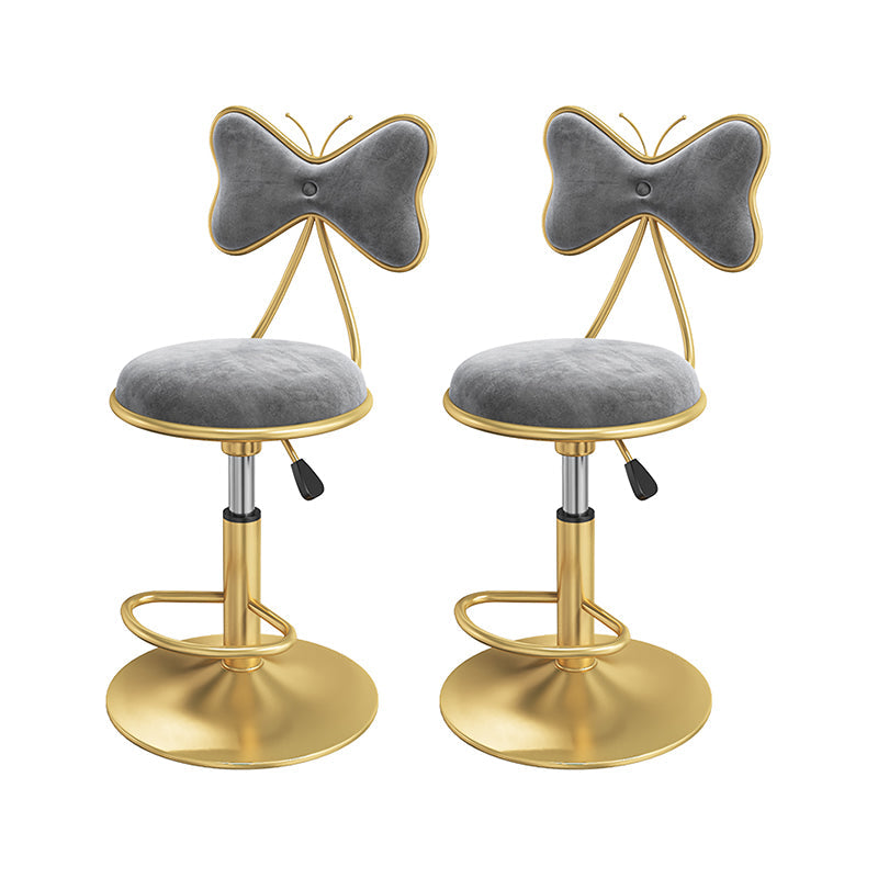 Scandinavian Design Upholstered Bar Stools with Fabric Round Stools with Footrest Grey 2 Piece Set Short Stool(22"H) Clearhalo 'Bar Furniture' 'Bar Stools' 'bar_stools' 'furn' 'furn_bar_stools' 'Furniture' 'furniture_bar_stools' 'Kitchen & Dining Furniture' 4830446