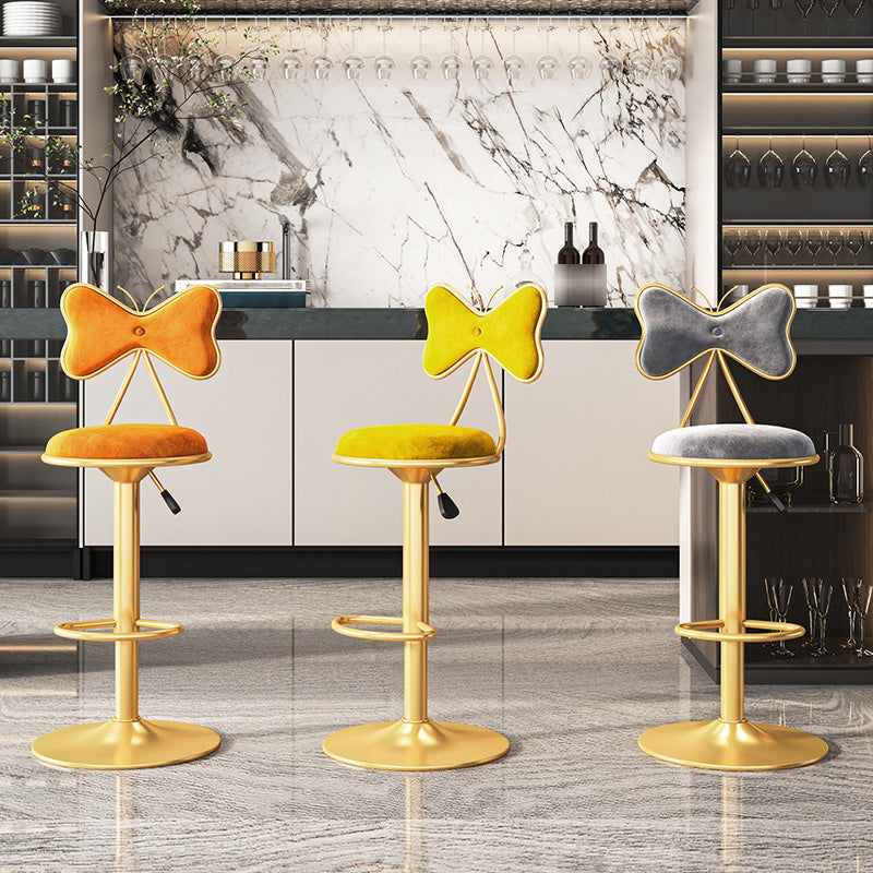 Scandinavian Design Upholstered Bar Stools with Fabric Round Stools with Footrest Clearhalo 'Bar Furniture' 'Bar Stools' 'bar_stools' 'furn' 'furn_bar_stools' 'Furniture' 'furniture_bar_stools' 'Kitchen & Dining Furniture' 4830449