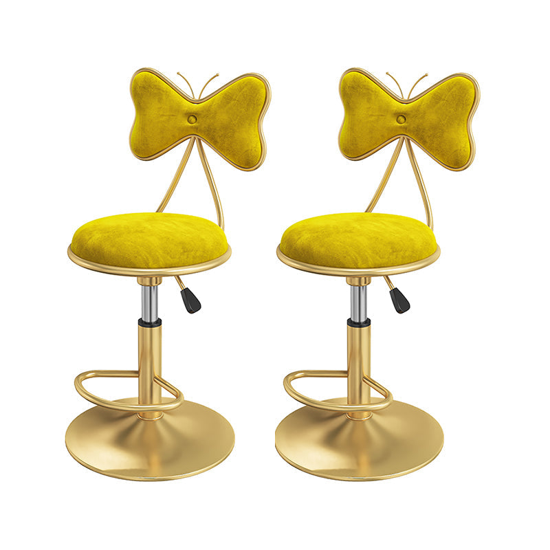 Scandinavian Design Upholstered Bar Stools with Fabric Round Stools with Footrest Yellow 2 Piece Set Short Stool(22"H) Clearhalo 'Bar Furniture' 'Bar Stools' 'bar_stools' 'furn' 'furn_bar_stools' 'Furniture' 'furniture_bar_stools' 'Kitchen & Dining Furniture' 4830451