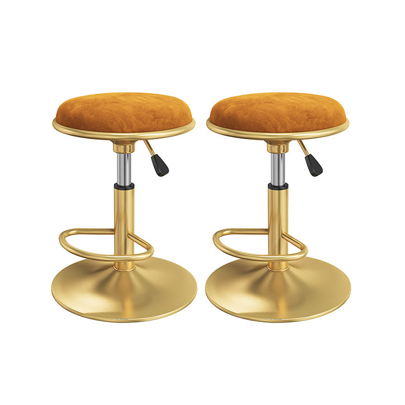 Scandinavian Design Upholstered Bar Stools with Fabric Round Stools with Footrest Orange 2 Piece Set Short Stool(22"H) Clearhalo 'Bar Furniture' 'Bar Stools' 'bar_stools' 'furn' 'furn_bar_stools' 'Furniture' 'furniture_bar_stools' 'Kitchen & Dining Furniture' 4830452