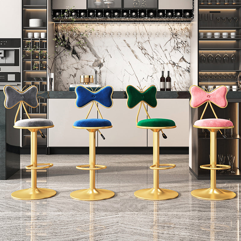 Scandinavian Design Upholstered Bar Stools with Fabric Round Stools with Footrest Clearhalo 'Bar Furniture' 'Bar Stools' 'bar_stools' 'furn' 'furn_bar_stools' 'Furniture' 'furniture_bar_stools' 'Kitchen & Dining Furniture' 4830453