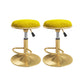 Scandinavian Design Upholstered Bar Stools with Fabric Round Stools with Footrest Light Yellow 2 Piece Set Short Stool(22"H) Clearhalo 'Bar Furniture' 'Bar Stools' 'bar_stools' 'furn' 'furn_bar_stools' 'Furniture' 'furniture_bar_stools' 'Kitchen & Dining Furniture' 4830458