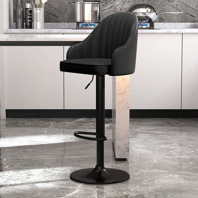 Modern Style Bar-stool PU Leather Counter Bar Stool with Metal Legs for Bristol Black 1 Piece Clearhalo 'Bar Furniture' 'Bar Stools' 'bar_stools' 'furn' 'furn_bar_stools' 'Furniture' 'furniture_bar_stools' 'Kitchen & Dining Furniture' 4830465