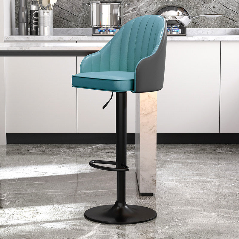 Modern Style Bar-stool PU Leather Counter Bar Stool with Metal Legs for Bristol Pewter 1 Piece Clearhalo 'Bar Furniture' 'Bar Stools' 'bar_stools' 'furn' 'furn_bar_stools' 'Furniture' 'furniture_bar_stools' 'Kitchen & Dining Furniture' 4830467