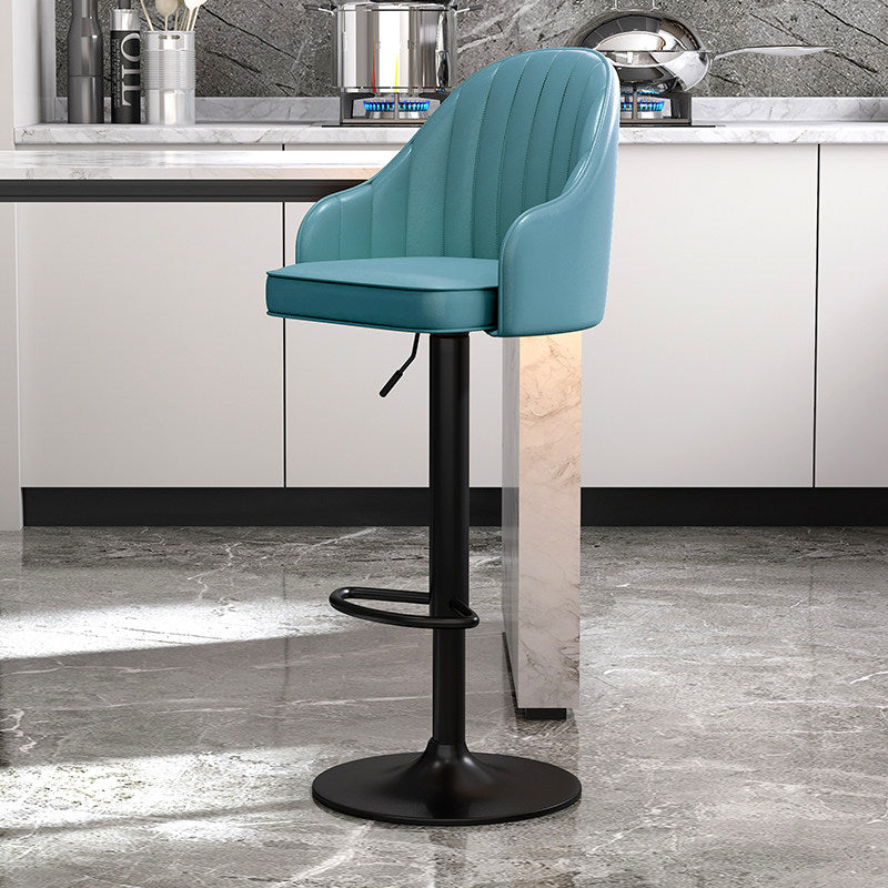Modern Style Bar-stool PU Leather Counter Bar Stool with Metal Legs for Bristol Blue 1 Piece Clearhalo 'Bar Furniture' 'Bar Stools' 'bar_stools' 'furn' 'furn_bar_stools' 'Furniture' 'furniture_bar_stools' 'Kitchen & Dining Furniture' 4830469