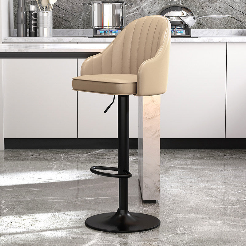 Modern Style Bar-stool PU Leather Counter Bar Stool with Metal Legs for Bristol Khaki 1 Piece Clearhalo 'Bar Furniture' 'Bar Stools' 'bar_stools' 'furn' 'furn_bar_stools' 'Furniture' 'furniture_bar_stools' 'Kitchen & Dining Furniture' 4830471