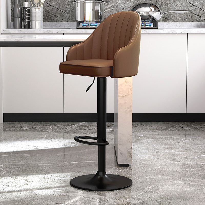 Modern Style Bar-stool PU Leather Counter Bar Stool with Metal Legs for Bristol Coffee 1 Piece Clearhalo 'Bar Furniture' 'Bar Stools' 'bar_stools' 'furn' 'furn_bar_stools' 'Furniture' 'furniture_bar_stools' 'Kitchen & Dining Furniture' 4830473
